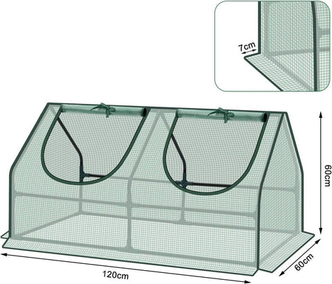 Rootz Foil Greenhouse - Small Plant Hut - Mini Garden House - Steel Frame - Optimal Climate Control - 120cm x 60cm x 60cm
