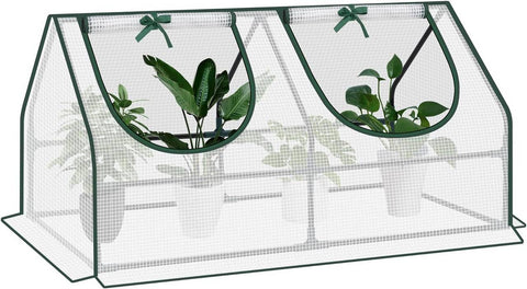 Rootz Foil Greenhouse - Garden Shelter - Mini Plant House - Steel Frame - Waterproof Film - 120cm x 60cm x 60cm