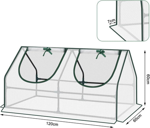 Rootz Foil Greenhouse - Garden Shelter - Mini Plant House - Steel Frame - Waterproof Film - 120cm x 60cm x 60cm