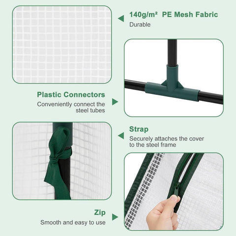 Rootz Foil Greenhouse - Garden Shelter - Mini Plant House - Steel Frame - Waterproof Film - 120cm x 60cm x 60cm