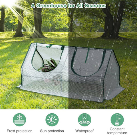 Rootz Foil Greenhouse - Garden Shelter - Mini Plant House - Steel Frame - Waterproof Film - 120cm x 60cm x 60cm