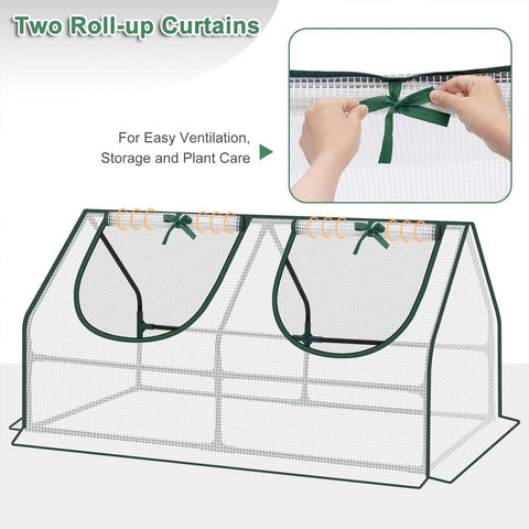 Rootz Foil Greenhouse - Garden Shelter - Mini Plant House - Steel Frame - Waterproof Film - 120cm x 60cm x 60cm
