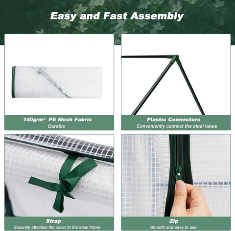 Rootz Greenhouse with Protective Film - Plant Shelter - Gardening House - Optimal Climate Control - 180cm x 90cm x 90cm