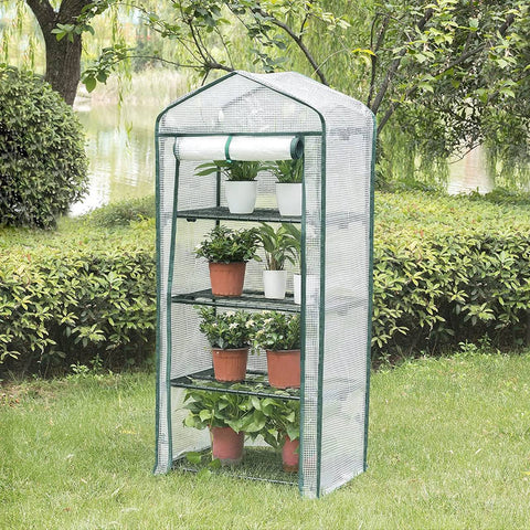 Rootz Foil Growhouse - Mini Greenhouse - Plant Shelter - Protects Seedlings - 69x49x158cm Winter Festival White
