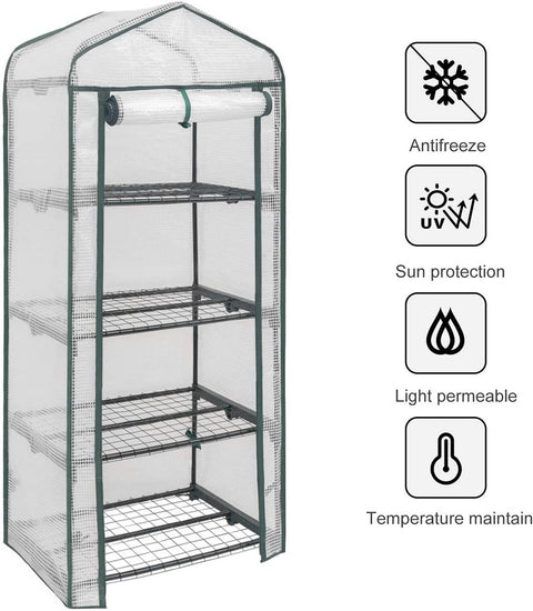 Rootz Foil Growhouse - Mini Greenhouse - Plant Shelter - Protects Seedlings - 69x49x158cm Winter Festival White