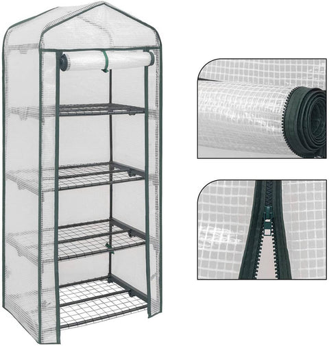 Rootz Foil Growhouse - Mini Greenhouse - Plant Shelter - Protects Seedlings - 69x49x158cm Winter Festival White