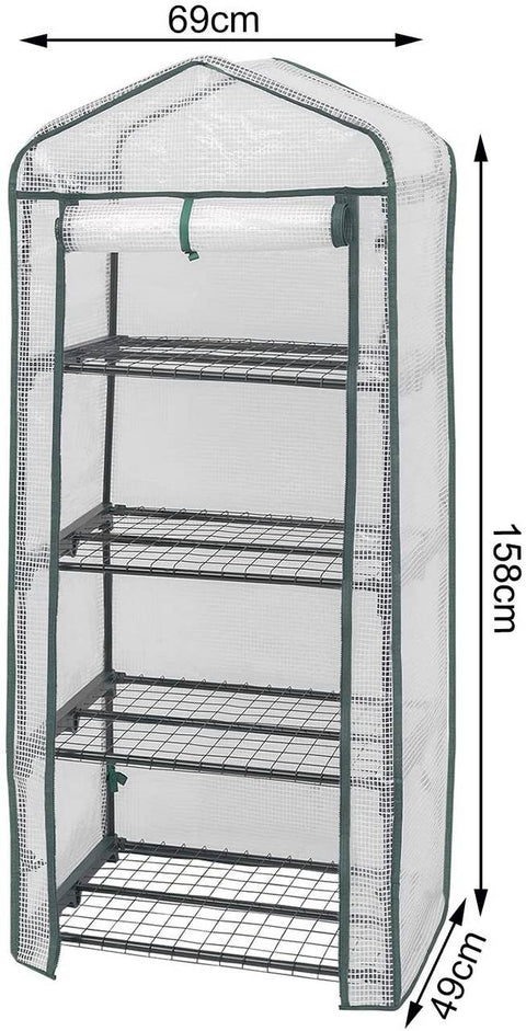 Rootz Foil Growhouse - Mini Greenhouse - Plant Shelter - Protects Seedlings - 69x49x158cm Winter Festival White