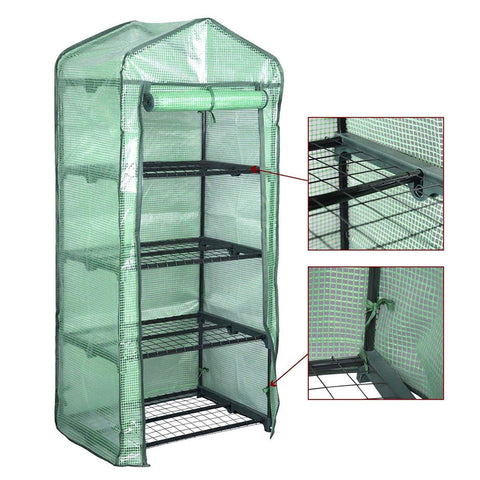 Rootz Foil Greenhouse 2/3 Tiers - Small Greenhouse - Tomato House - Plant Protector - 69cm x 49cm x 158cm - 140g/m2 PE Mesh