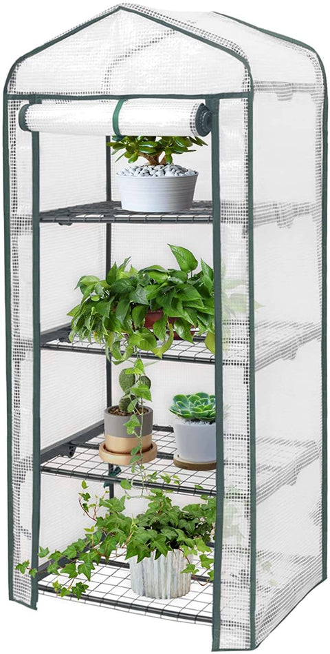 Rootz Foil Growhouse - Mini Greenhouse - Plant Shelter - Protects Seedlings - 69x49x158cm Winter Festival White
