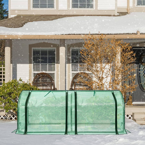 Rootz Film Greenhouse - Plant Shelter - Tomato House - UV Resistant - 130cm x 60cm x 50cm - All Year Round - White/Green