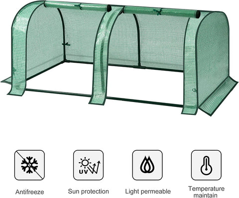Rootz Film Greenhouse - Plant Shelter - Tomato House - UV Resistant - 130cm x 60cm x 50cm - All Year Round - White/Green