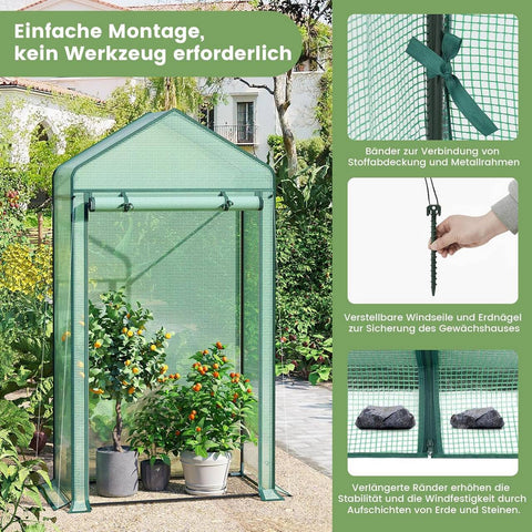 Rootz Foil Greenhouse - Garden House - Plant Shelter - Optimizes Plant Growth - 100x50x190cm - Green - Durable Steel Frame