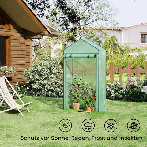 Rootz Foil Greenhouse - Garden House - Plant Shelter - Optimizes Plant Growth - 100x50x190cm - Green - Durable Steel Frame