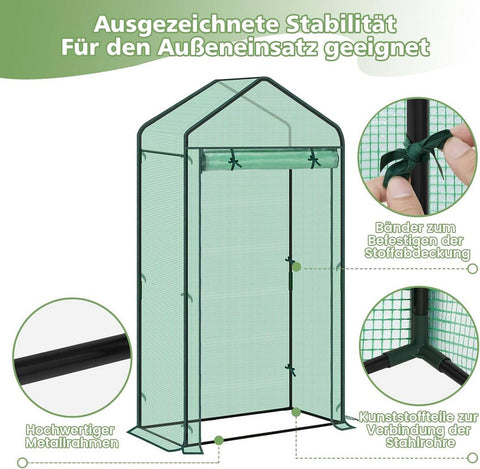Rootz Foil Greenhouse - Garden House - Plant Shelter - Optimizes Plant Growth - 100x50x190cm - Green - Durable Steel Frame