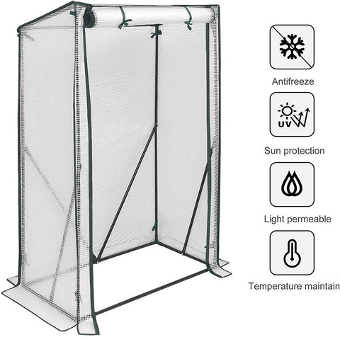Rootz Foil Greenhouse - Portable Plant Shelter - Tomato House - Powder-Coated Steel - UV-Resistant PVC - 100cm x 50cm x 150/136cm
