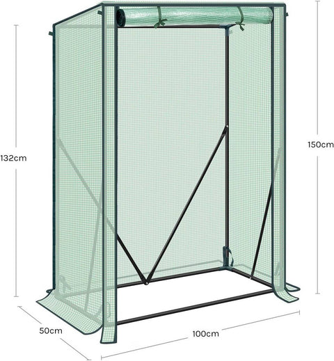 Rootz Foil Greenhouse - Plant Shelter - Weather Protection - UV Resistant - Steel & PE Tarpaulin - 100x50x150/132 cm