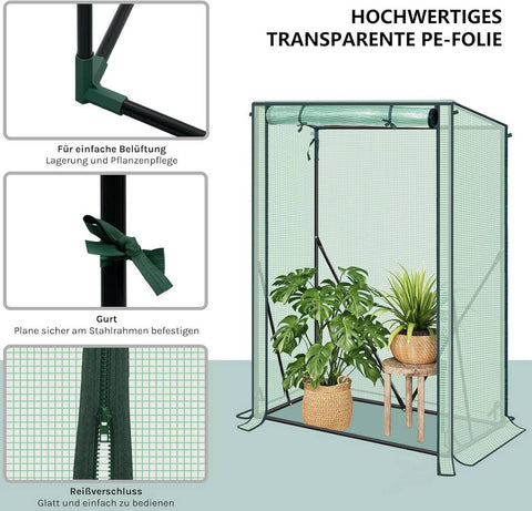 Rootz Foil Greenhouse - Plant Shelter - Weather Protection - UV Resistant - Steel & PE Tarpaulin - 100x50x150/132 cm