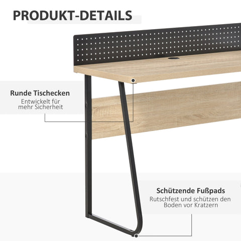 Rootz Folding Desk Office Table - Minimalist Desk - Workspace Table - Spacious Table Top - Practical Pegboard - Cable Management - 110W x 48D x 90H cm - Chipboard and Metal