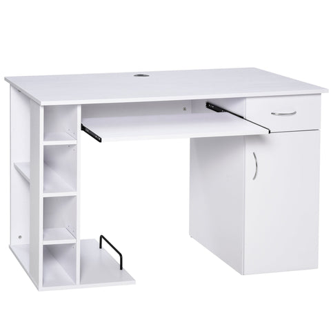 Rootz Computer Table - Office Desk - Multimedia Workspace - Ample Storage - 120 x 60 x 74 cm, White MDF