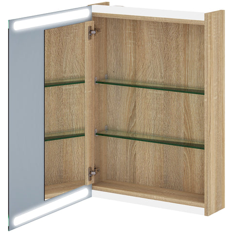 Rootz LED Mirror Cabinet - Bathroom Cabinet - Wall Mounted Storage - Adjustable Glass Shelves - 50x12.5x70cm