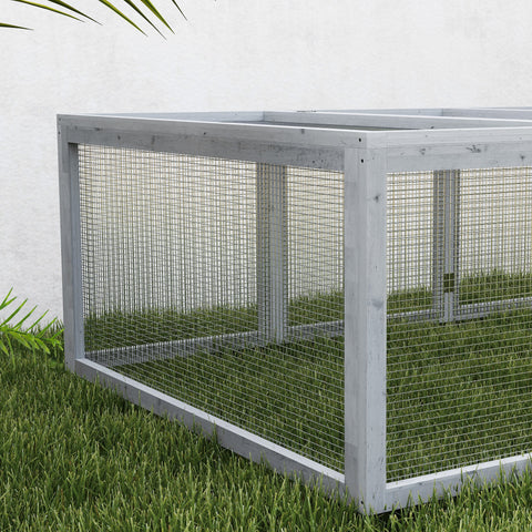 Rootz Small Animal Enclosure - Outdoor Cage - Guinea Pig Stall - Weather Resistant Pine - 181 x 100 x 48 cm - Grey