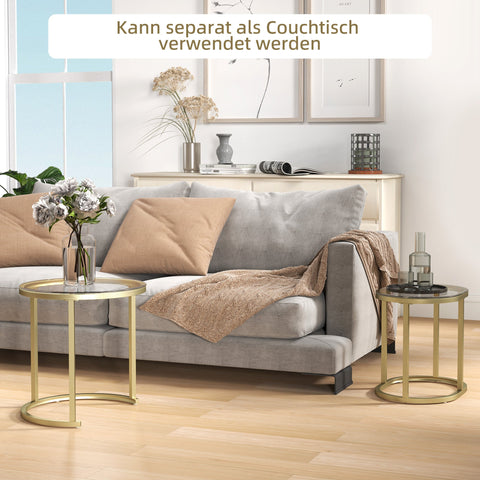 Rootz 2 Piece Set Coffee Table - Oval & Round Coffee Table - Stackable Tables - Space-Saving Design - Ø50 x 50.5h cm, 60l x 36b x 43.5h cm