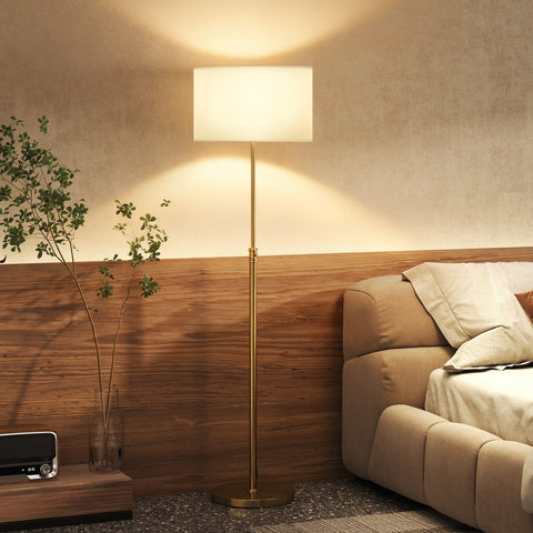 Rootz Floor Lamp Gold – Standing Lamp – Adjustable Height Lamp – Remote Control, Dimmable – Custom Lighting – Ø40 x 133-168H cm