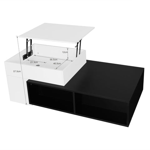 Rootz Lifting Coffee Table - Adjustable Height Table - Versatile Lift Top Table - Hidden Storage - 115L x 50W x 43H cm