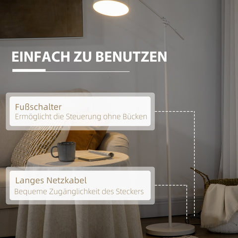 Rootz Industrial Standing Lamp - Floor Lamp - Adjustable Lighting - Enhances Ambiance - 30cm x 30cm x 131-155cm, White