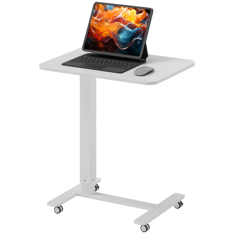 Rootz Steh Desht Height Adjustable Desk - Mobile Laptop Table - Ergonomic Workspace - Sit/Stand Option - White - 65cm x 48cm x 70-110cm