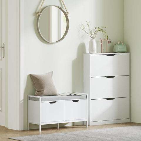 Rootz Shoe Cabinet - Footwear Organizer - Shoe Storage - Holds 12 Pairs - Chipboard - 80 x 17 x 108 cm - White