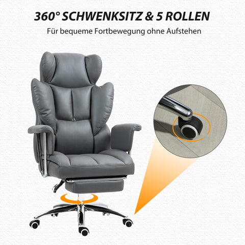 Rootz Ergonomic Office Chair - Swivel Chair - Adjustable Computer Chair - With Footrest & Tilt - 74cm x 65cm x 120-128cm