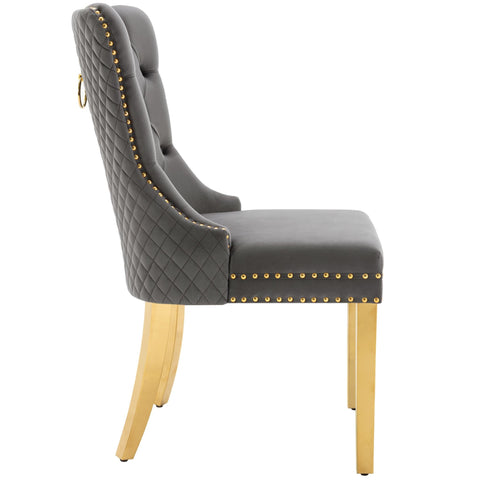 Rootz 4 Piece Set Dining Chairs - Upholstered Chairs - Nail Head Trim Chairs - Luxurious Comfort - 51cm x 65.5cm x 95cm