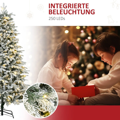 Rootz Artificial Christmas Tree - Snowy LED Lighted Tree - Pre-Lit Holiday Tree - Easy Assembly - Energy-Efficient - Realistic Appearance - 180cm x Ø105cm - Plastic & Steel