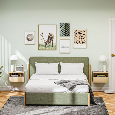 Rootz 2 Piece Wall Bedside Table Set - Nightstand - Bedside Table - Space-Saving Design - 45 x 35 x 27.5cm