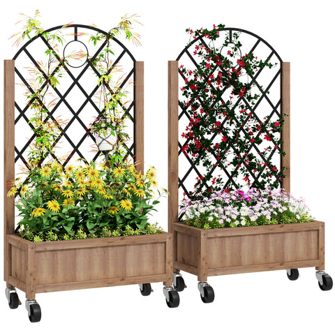 Rootz 2 Piece Raised Bed Set Planting Box - Planter Box - Flower Box - Supports Climbing Plants - 152cm x 25cm x 97cm
