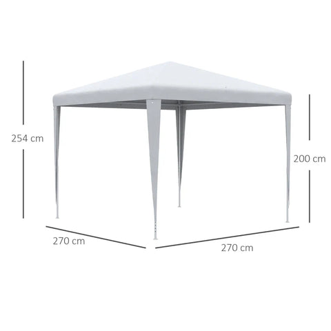 Rootz Garden Pavilion - Party Tent - Marquee Tent - Click System - Steel - Polyethylene - White - 270L x 270W x 254H cm