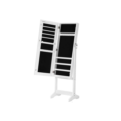 Rootz Jewelry Cabinet - White Dressing Mirror - Earring Organizer - Necklace Holder - MDF Material - 41.1cm x 36.5cm x 151.5cm