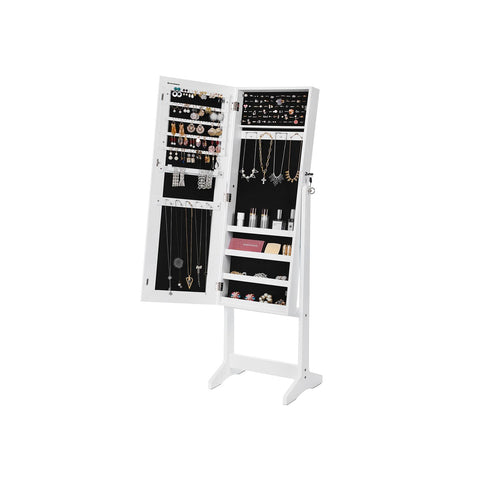 Rootz Jewelry Cabinet - White Dressing Mirror - Earring Organizer - Necklace Holder - MDF Material - 41.1cm x 36.5cm x 151.5cm