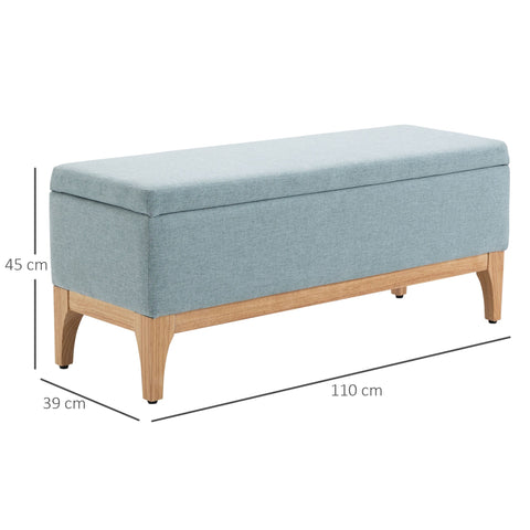 Rootz Scandinavian Style Storage Bench - Footstool - Side Table - Spacious Storage - 110L x 39W x 45H cm - Blue Fabric