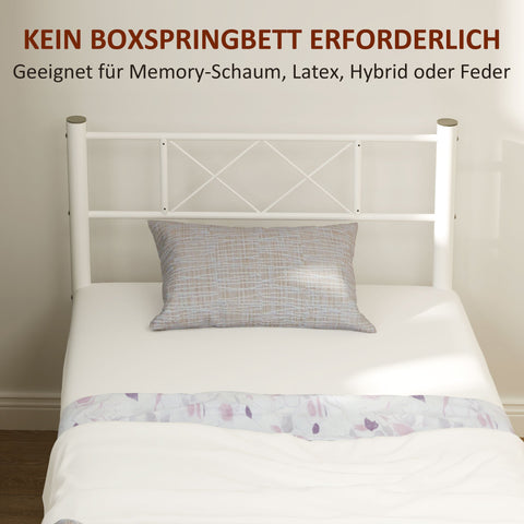 Rootz Bed Frame - Single Bed - High Headboard Bed - Storage Space - Steel Frame - 96L x 208W x 88H cm