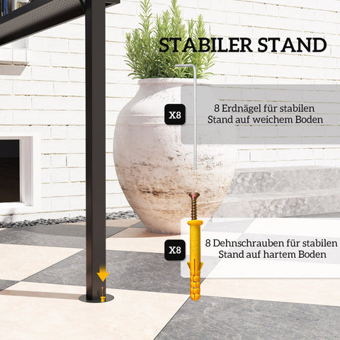 Rootz Grill Pavilion - Outdoor Shelter - BBQ Canopy - Waterproof Metal Roof - 250 x 160 x 250 cm