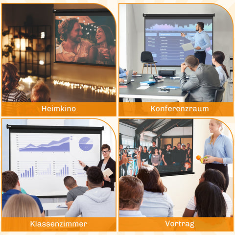 Rootz 100-Inch Beamer Canvas - Projection Screen - Home Cinema - Motorized - Black - 203cm x 152cm