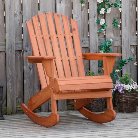 Rootz Adirondack Garden Rocking Chair - Outdoor Rocker - Patio Rocking Chair - Ultimate Comfort - Weather-Resistant - Easy Maintenance - 77cm x 94cm x 97cm - Fir Wood