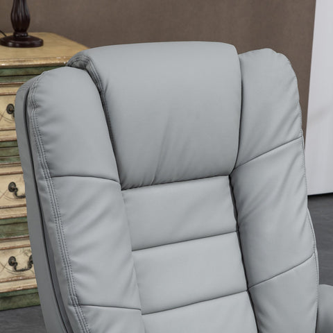 Rootz Reclining Swivel Chair with Stool - Relaxation Chair, Tilting Backrest - Faux Leather - 85x82x106 cm - 130 kg Capacity - Grey