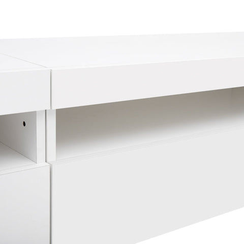 Rootz White Modern TV Cabinet - Entertainment Stand - Media Console - Ample Storage Space - 240L x 39W x 35H cm