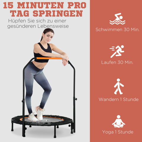 Rootz Fitness Trampoline - Foldable - Home Workout - Burns Calories - Ø102 x 99-123h cm