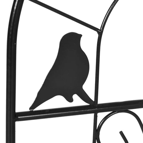 Rootz Set of 2 Garden Metal Trellis - Bird and Clover Decoration - Garden & Patio - Black - 38 x 98 cm