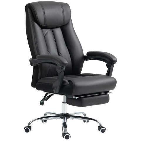 Rootz Office Chair - Desk Chair - Executive Chair - Footrest - Height Adjustable - 145° Tilt Angle - Microfiber 100% Polyester - Foam - Black - 66 X 70 X 119 Cm