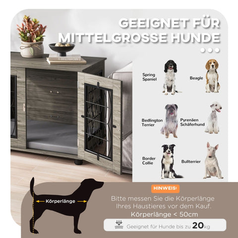 Rootz Dog Crate - Dog Box - Pet Kennel - Stylish - Secure - Comfortable - 80cm x 56cm x 63cm - Chipboard & Steel